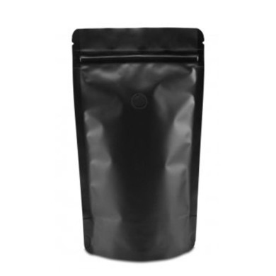 Doypack ZIP bag matt black with valve