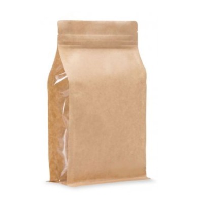 BP brown KRAFT bag with window and ZIP