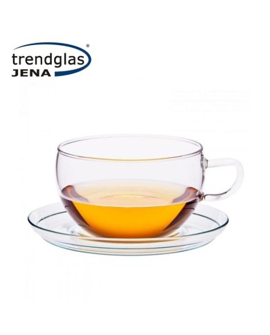 Glass cup with saucer Tea Time