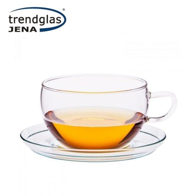 Glass cup with saucer Tea Time