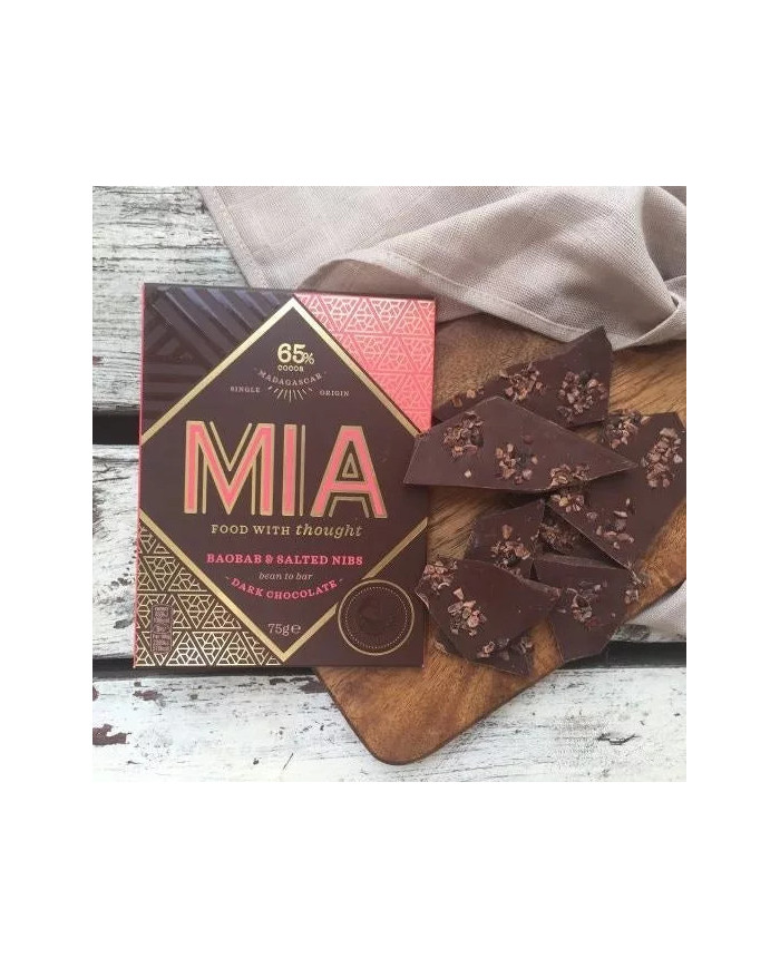 Baobab & Salted Nibs 65% Dark Chocolate VEGAN, FAIRTRADE