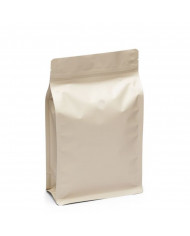 Bag with flat bottom with Zip and valve - beige matte