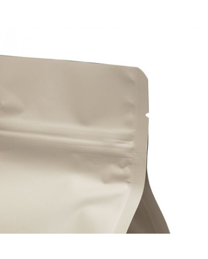 Bag with flat bottom with Zip and valve - beige matte