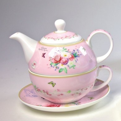 Tea set for one Farmars rose