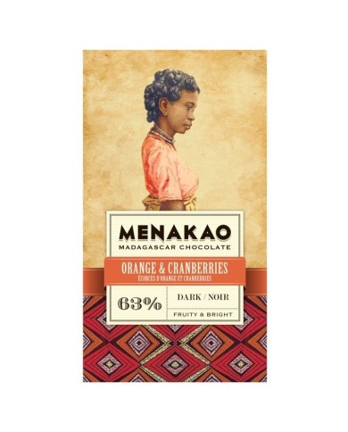 Menakao Dark Chocolate 63% Orange and Cranberries