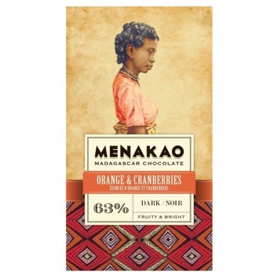Menakao Dark Chocolate 63% Orange and Cranberries